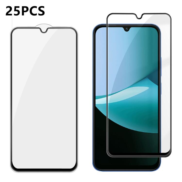 For Redmi 15C 5G / 4G Global 171mm 25pcs High-Aluminum Full-Coverage Anti-Fingerprint Screen-Printed HD Tempered Glass Film