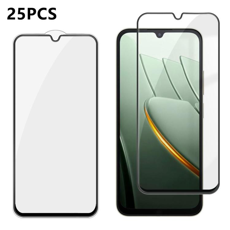 For Xiaomi Poco C81 Pro 4G 25pcs High-Aluminum Full-Coverage Anti-Fingerprint Screen-Printed HD Tempered Glass Film