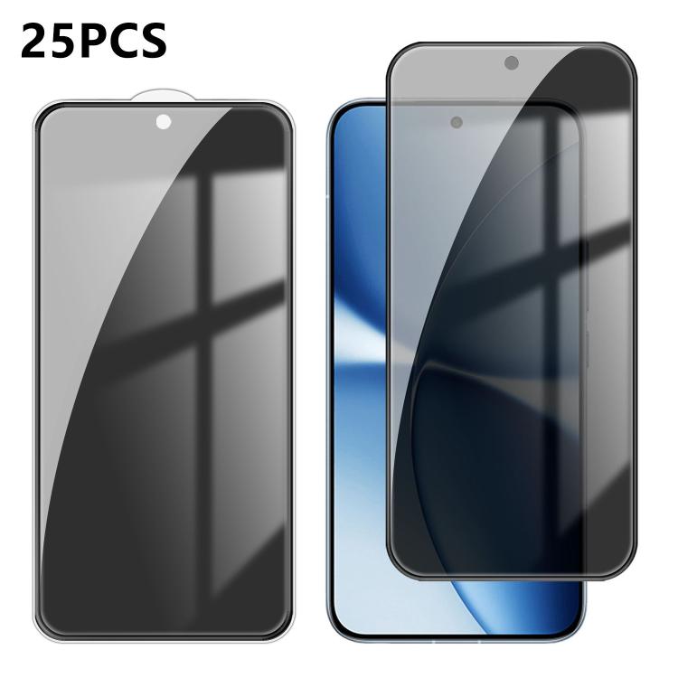 For Redmi Turbo 5 Max / Poco X8 Pro Max 25pcs High-Aluminum Full-Coverage Anti-Fingerprint Screen-Printed Privacy Tempered Glass Film
