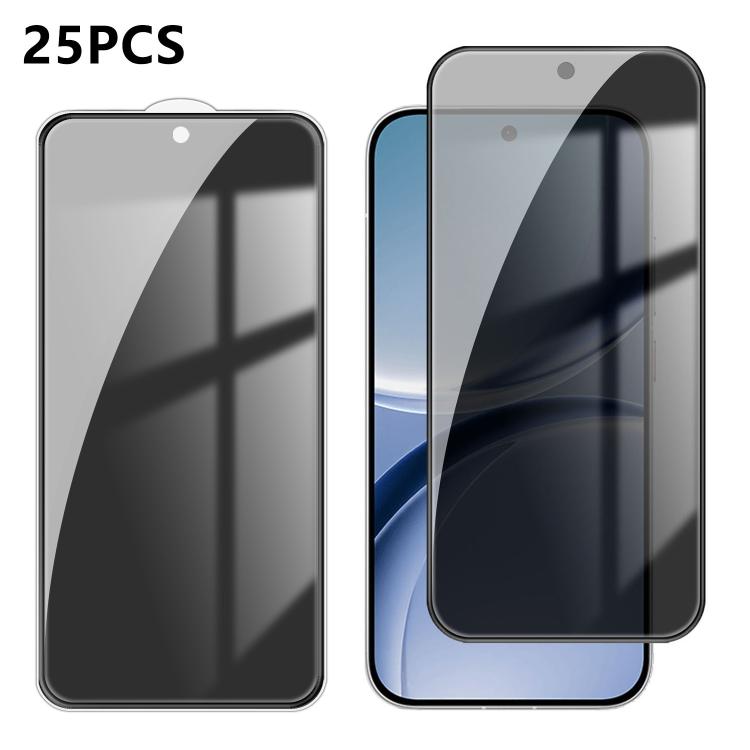For Redmi Turbo 5 / Poco X8 Pro 5G 25pcs High-Aluminum Full-Coverage Anti-Fingerprint Screen-Printed Privacy Tempered Glass Film