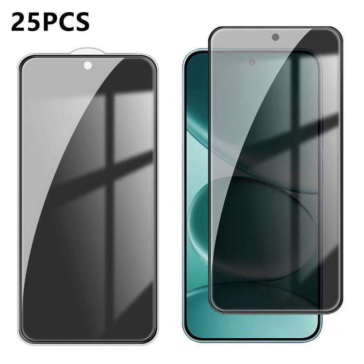 For Redmi Note 15 Pro 5G Global 163.6mm 25pcs High-Aluminum Full-Coverage Anti-Fingerprint Screen-Printed Privacy Tempered Glass Film