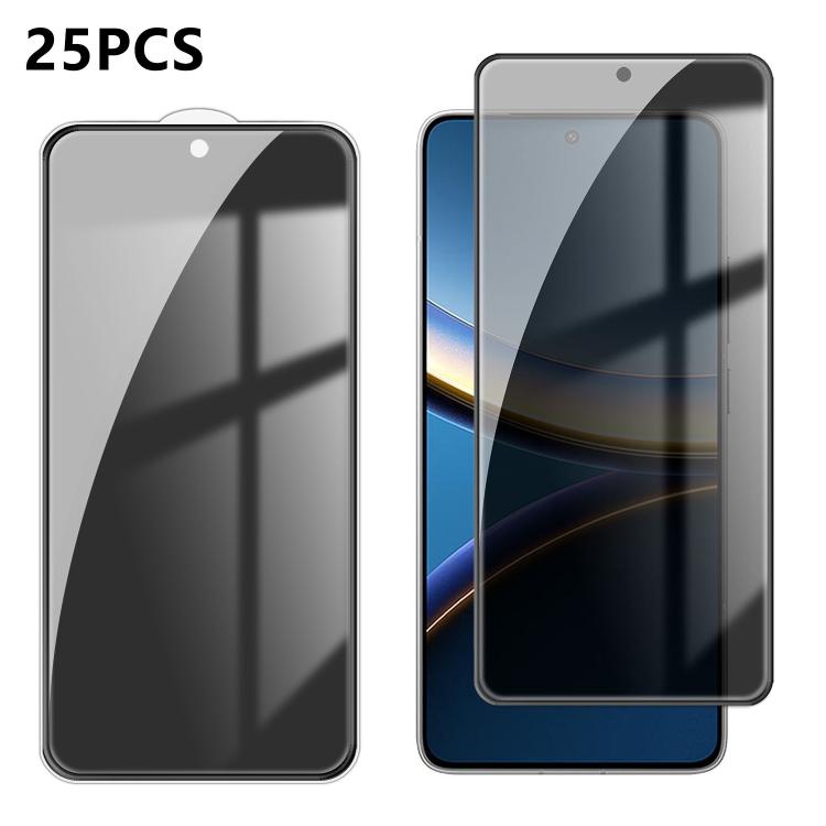 For Xiaomi Poco F7 Pro 25pcs High-Aluminum Full-Coverage Anti-Fingerprint Screen-Printed Privacy Tempered Glass Film