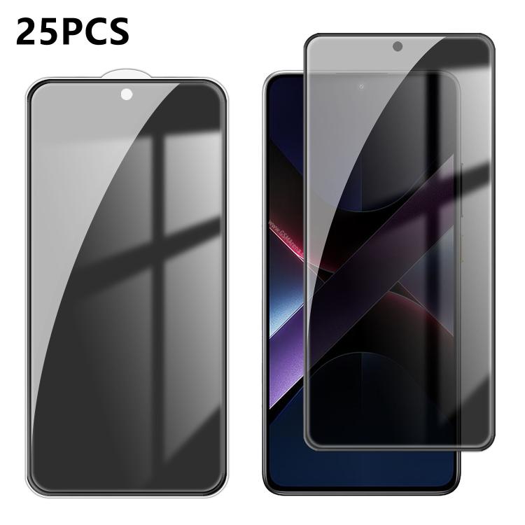 For Xiaomi Poco X7 Pro 25pcs High-Aluminum Full-Coverage Anti-Fingerprint Screen-Printed Privacy Tempered Glass Film
