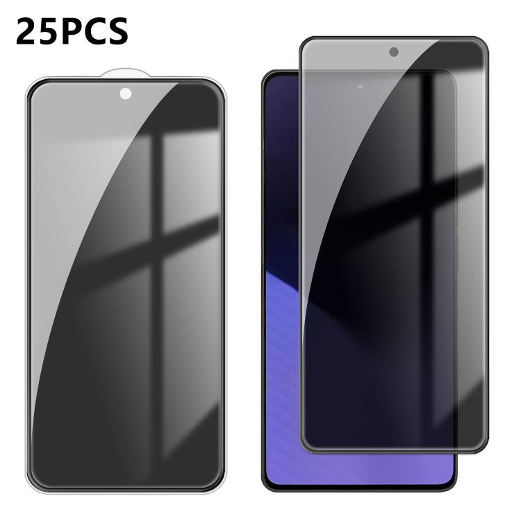 For Xiaomi Poco X6 Neo 5G 25pcs High-Aluminum Full-Coverage Anti-Fingerprint Screen-Printed Privacy Tempered Glass Film