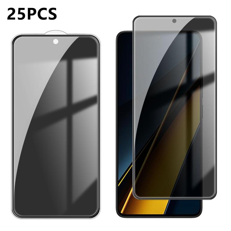 For Xiaomi Poco X6 5G 25pcs High-Aluminum Full-Coverage Anti-Fingerprint Screen-Printed Privacy Tempered Glass Film