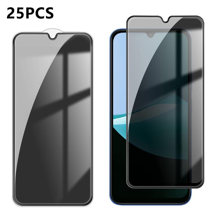 For Redmi 15C 5G / 4G Global 171mm 25pcs High-Aluminum Full-Coverage Anti-Fingerprint Screen-Printed Privacy Tempered Glass Film