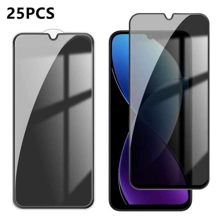 For Redmi R70m 5G 25pcs High-Aluminum Full-Coverage Anti-Fingerprint Screen-Printed Privacy Tempered Glass Film