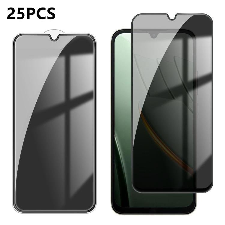 For Xiaomi Poco C81 Pro 4G 25pcs High-Aluminum Full-Coverage Anti-Fingerprint Screen-Printed Privacy Tempered Glass Film