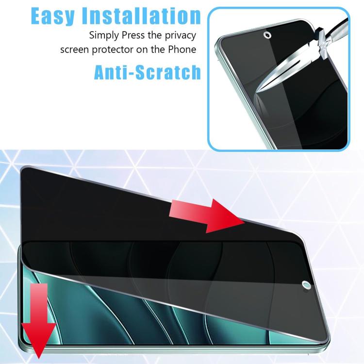 For Redmi R70 5G 25pcs High-Aluminum Full-Coverage Anti-Fingerprint Screen-Printed Privacy Tempered Glass Film