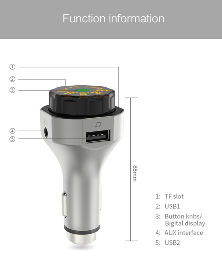 Car MP3 Player Car FM Transmitter Bluetooth 4.2 TF Card/U Disk AUX