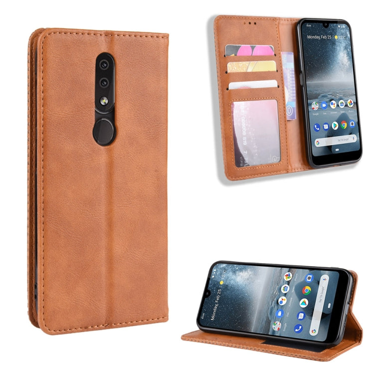 Magnetic Buckle Retro Crazy Horse Texture Horizontal Flip Leather Case for Nokia 4.2, with Holder & Card Slots & Photo Frame