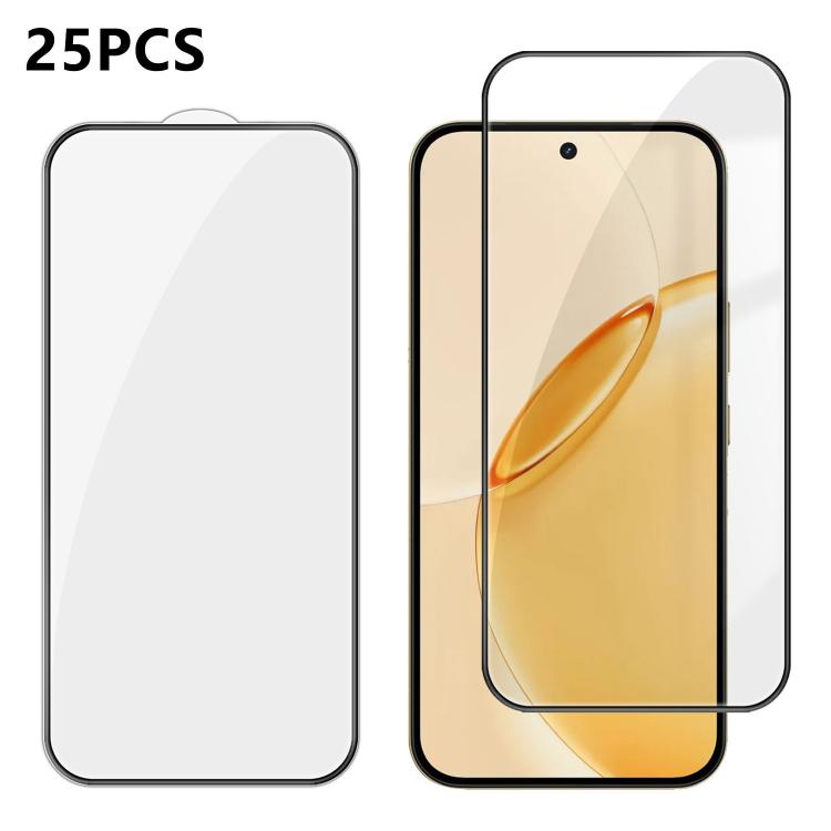 For Realme 16 Pro 5G 25pcs High-Aluminum Full-Coverage Anti-Fingerprint Screen-Printed HD Tempered Glass Film
