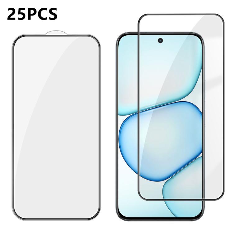 For Realme C100 4G 25pcs High-Aluminum Full-Coverage Anti-Fingerprint Screen-Printed HD Tempered Glass Film