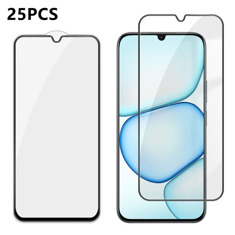 For Realme C100 5G 25pcs High-Aluminum Full-Coverage Anti-Fingerprint Screen-Printed HD Tempered Glass Film