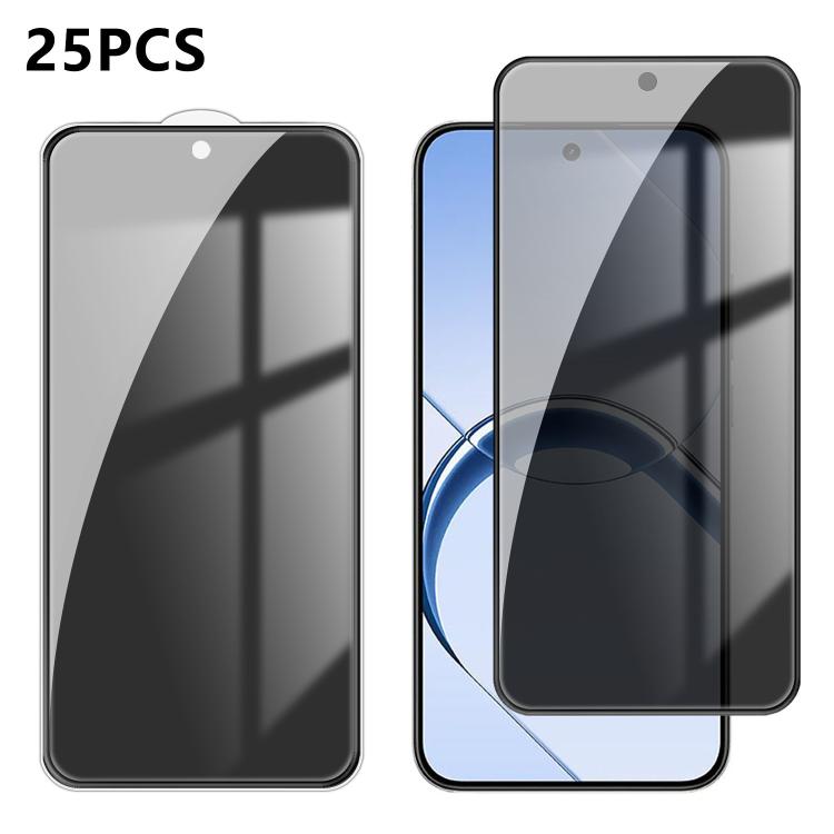 For Realme 16 5G 25pcs High-Aluminum Full-Coverage Anti-Fingerprint Screen-Printed Privacy Tempered Glass Film