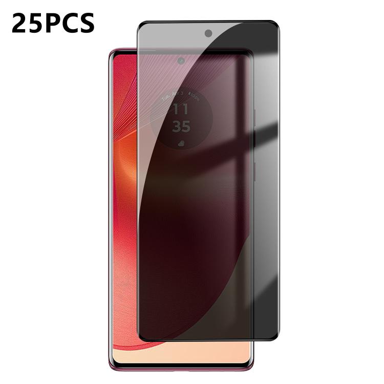 For Motorola Edge 50 Fusion 25pcs High-Aluminum Full-Coverage Anti-Fingerprint Screen-Printed Privacy Curved Tempered Glass Film