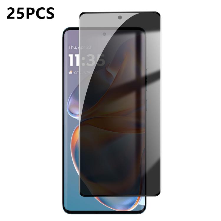 For Motorola Edge 50 Pro 25pcs High-Aluminum Full-Coverage Anti-Fingerprint Screen-Printed Privacy Curved Tempered Glass Film