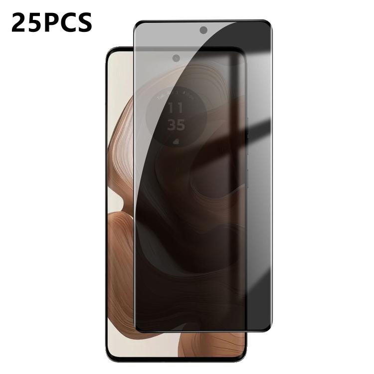 For Motorola Edge 50 Ultra 25pcs High-Aluminum Full-Coverage Anti-Fingerprint Screen-Printed Privacy Curved Tempered Glass Film