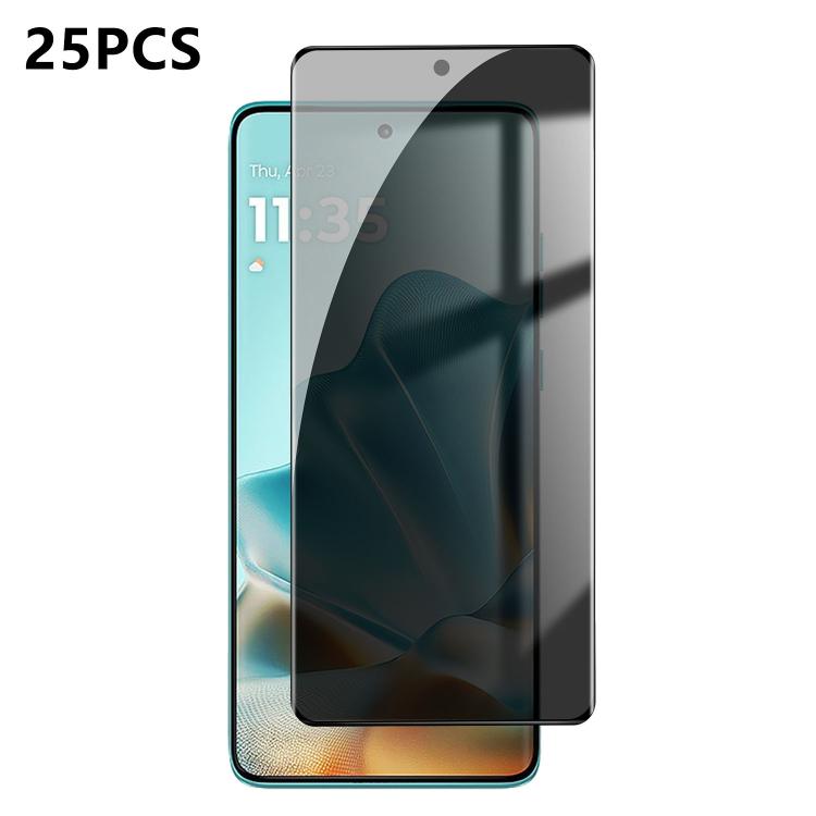 For Motorola Edge 60 Fusion 25pcs High-Aluminum Full-Coverage Anti-Fingerprint Screen-Printed Privacy Curved Tempered Glass Film