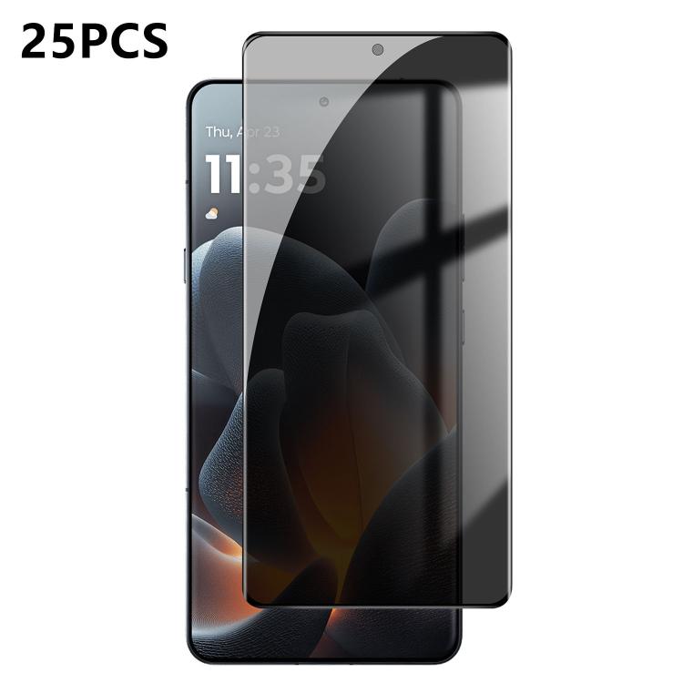 For Motorola Signature 5G 25pcs High-Aluminum Full-Coverage Anti-Fingerprint Screen-Printed Privacy Curved Tempered Glass Film