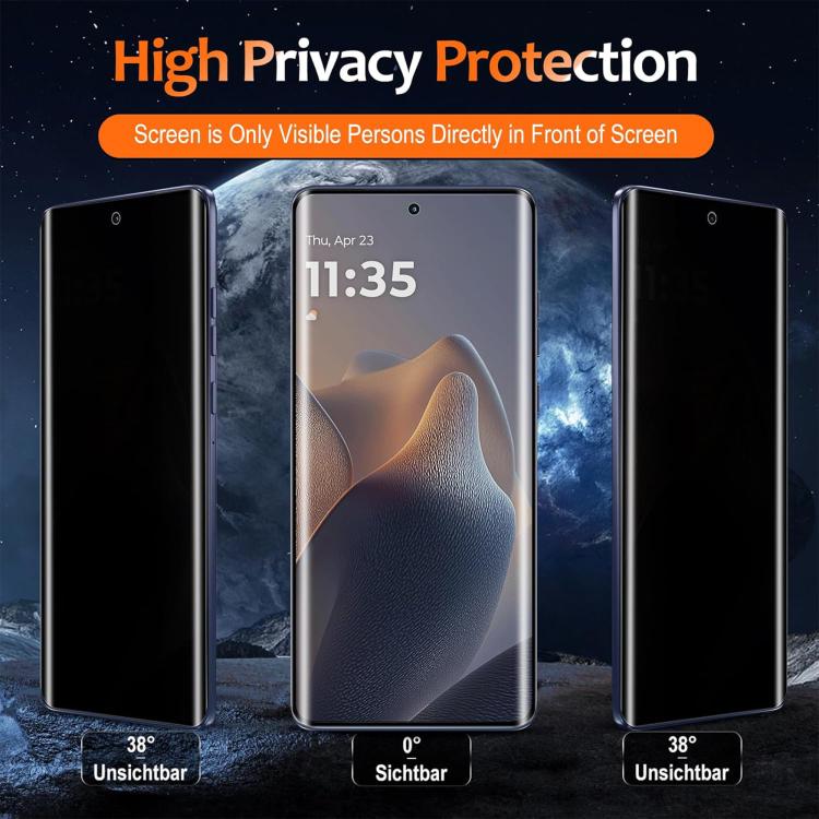 For Motorola Edge 50 Pro 25pcs High-Aluminum Full-Coverage Anti-Fingerprint Screen-Printed Privacy Curved Tempered Glass Film