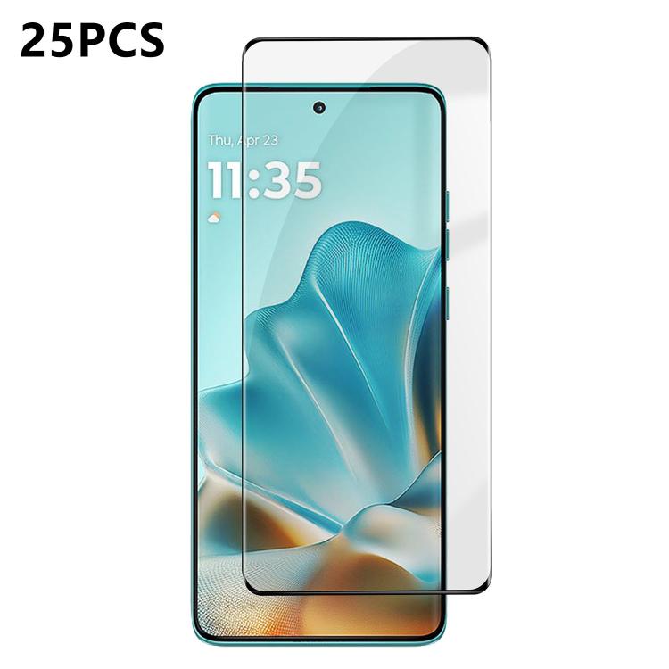 For Motorola Edge 60 Fusion 25pcs High-Aluminum Full-Coverage Anti-Fingerprint Screen-Printed HD Curved Tempered Glass Film