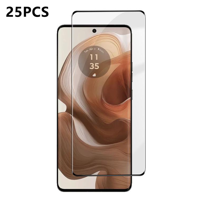 For Motorola Edge 50 Ultra 25pcs High-Aluminum Full-Coverage Anti-Fingerprint Screen-Printed HD Curved Tempered Glass Film
