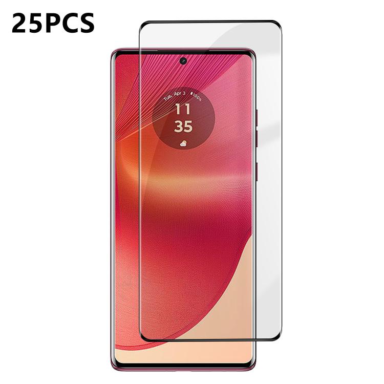 For Motorola Edge 50 Fusion 25pcs High-Aluminum Full-Coverage Anti-Fingerprint Screen-Printed HD Curved Tempered Glass Film