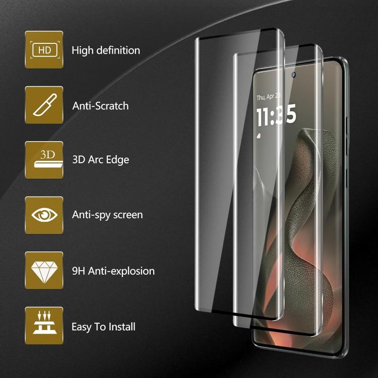 For Motorola Edge 50 Ultra 25pcs High-Aluminum Full-Coverage Anti-Fingerprint Screen-Printed HD Curved Tempered Glass Film