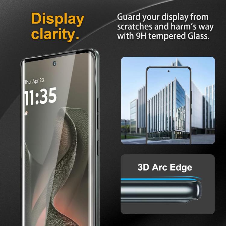 For Motorola Edge 50 Pro 25pcs High-Aluminum Full-Coverage Anti-Fingerprint Screen-Printed HD Curved Tempered Glass Film