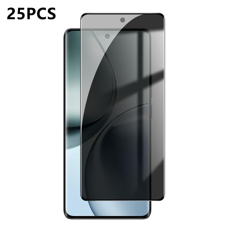 For Realme 14 Pro+ 25pcs High-Aluminum Full-Coverage Anti-Fingerprint Screen-Printed Privacy Curved Tempered Glass Film