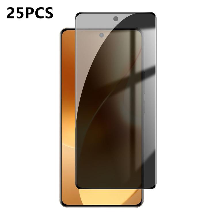 For Realme 15 5G 25pcs High-Aluminum Full-Coverage Anti-Fingerprint Screen-Printed Privacy Curved Tempered Glass Film