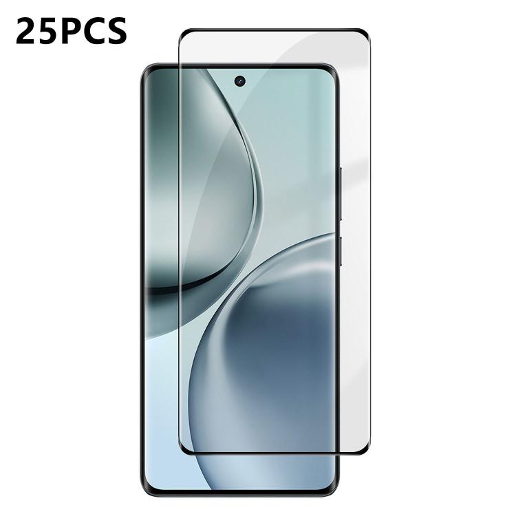 For Realme 14 Pro 25pcs High-Aluminum Full-Coverage Anti-Fingerprint Screen-Printed HD Curved Tempered Glass Film