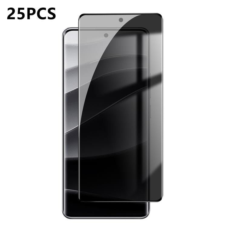 For Redmi Note 14 Pro 25pcs High-Aluminum Full-Coverage Anti-Fingerprint Screen-Printed Privacy Curved Tempered Glass Film