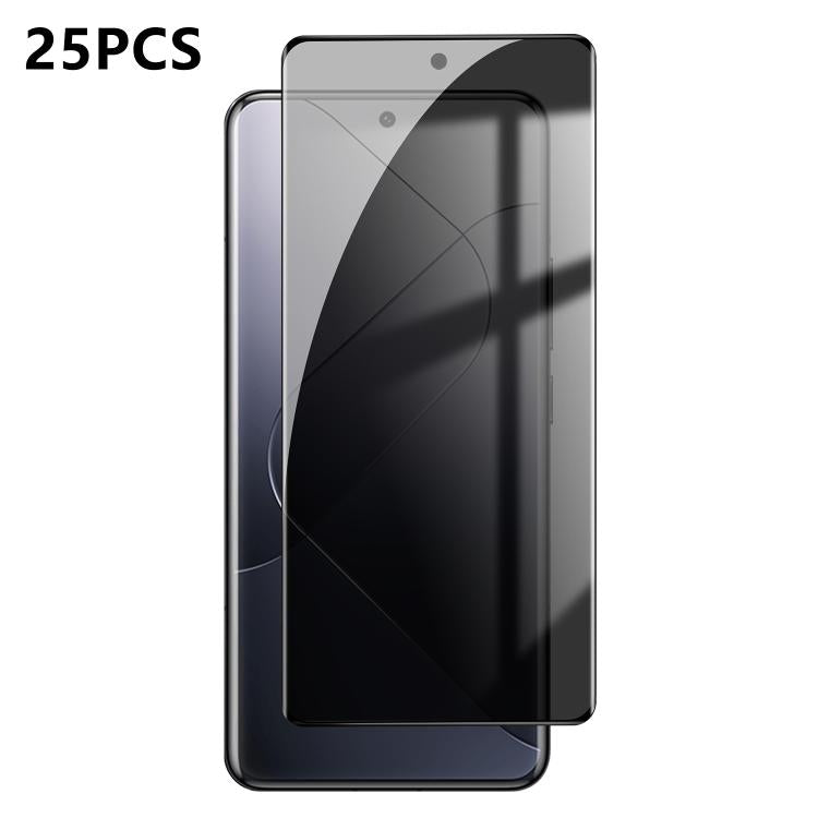 For Xiaomi 14 Pro 25pcs High-Aluminum Full-Coverage Anti-Fingerprint Screen-Printed Privacy Curved Tempered Glass Film