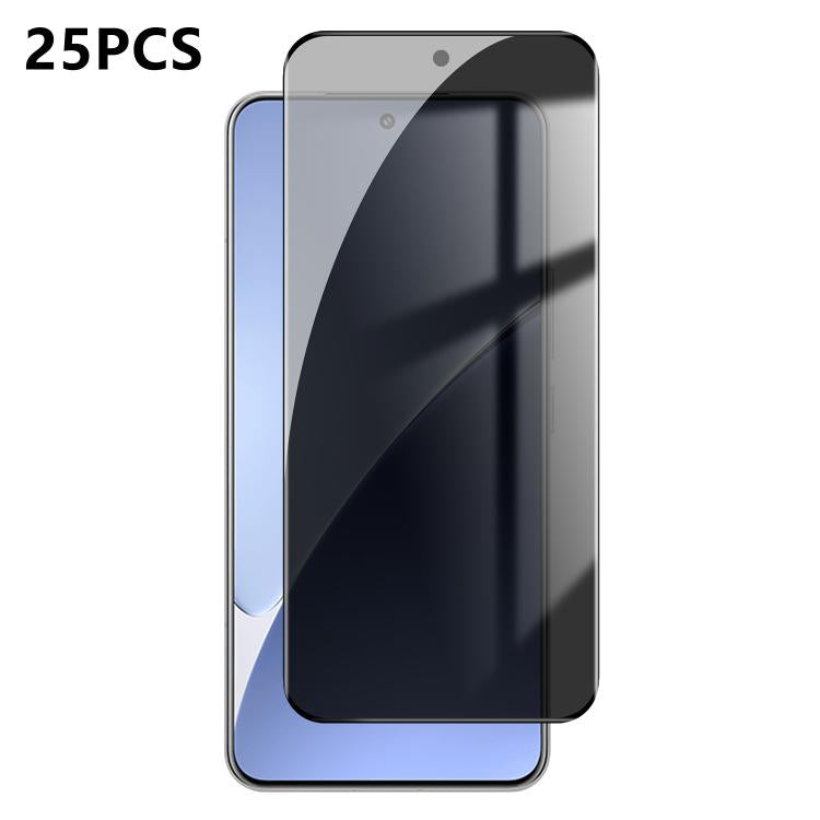 For Xiaomi 15 Pro 25pcs High-Aluminum Full-Coverage Anti-Fingerprint Screen-Printed Privacy Curved Tempered Glass Film