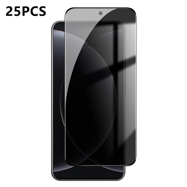 For Xiaomi 15 Ultra 25pcs High-Aluminum Full-Coverage Anti-Fingerprint Screen-Printed Privacy Curved Tempered Glass Film
