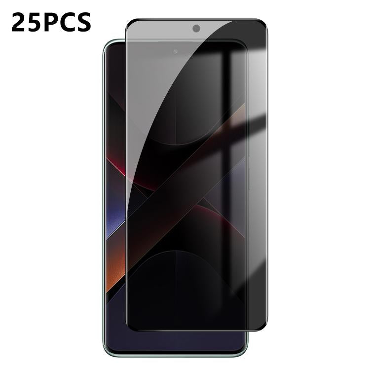 For Xiaomi Poco X7 25pcs High-Aluminum Full-Coverage Anti-Fingerprint Screen-Printed Privacy Curved Tempered Glass Film