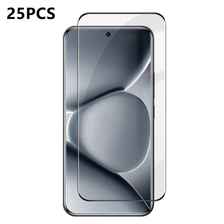 For Redmi Note 15 Pro+ Global 163.3mm 25pcs High-Aluminum Full-Coverage Anti-Fingerprint Screen-Printed HD Curved Tempered Glass Film