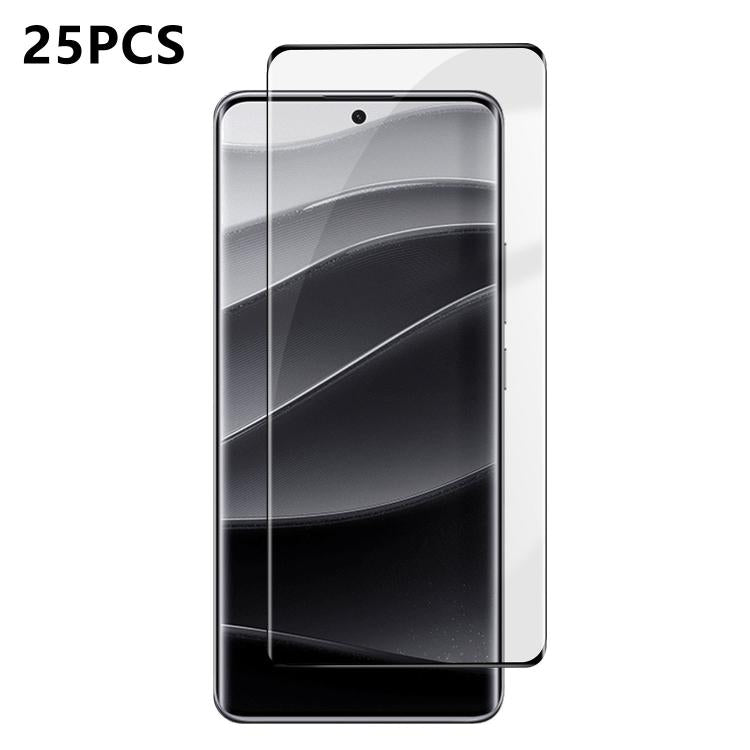 For Redmi Note 14 Pro+ 25pcs High-Aluminum Full-Coverage Anti-Fingerprint Screen-Printed HD Curved Tempered Glass Film