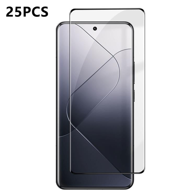 For Xiaomi 14 Pro 25pcs High-Aluminum Full-Coverage Anti-Fingerprint Screen-Printed HD Curved Tempered Glass Film