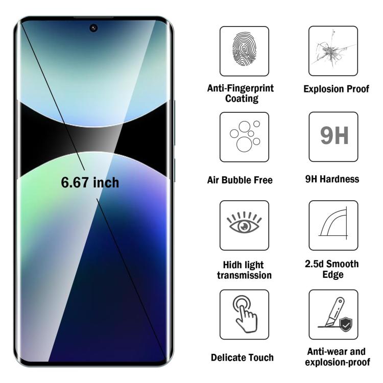 For Xiaomi 15 Pro 25pcs High-Aluminum Full-Coverage Anti-Fingerprint Screen-Printed HD Curved Tempered Glass Film