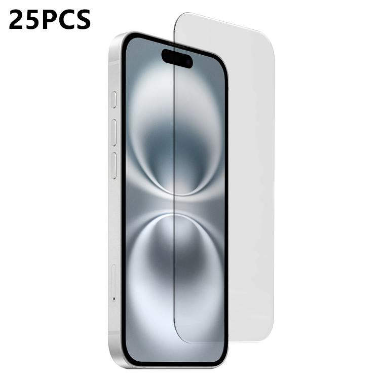 For iPhone 16 Plus 25pcs 3D Curved Semi-Screen No White Border High-Alumina Full Glue HD Tempered Glass Film