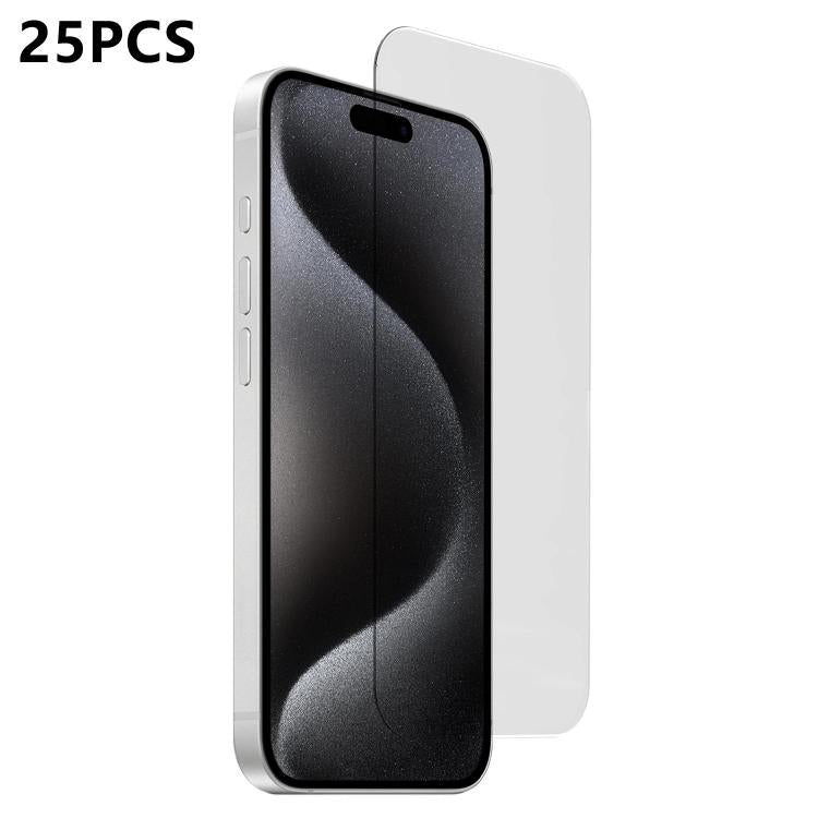 For iPhone 15 Pro Max 25pcs 3D Curved Semi-Screen No White Border High-Alumina Full Glue HD Tempered Glass Film
