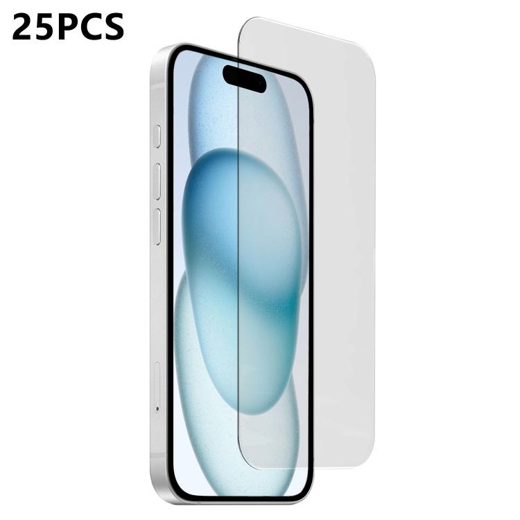 For iPhone 15 25pcs 3D Curved Semi-Screen No White Border High-Alumina Full Glue HD Tempered Glass Film