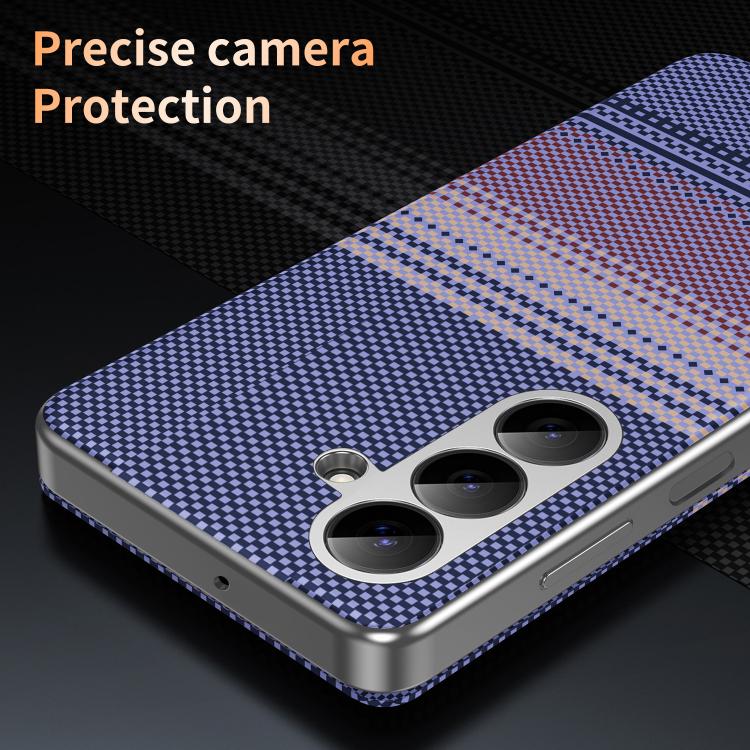 For Samsung Galaxy A26 5G Rainbow Plaid Pattern Smart View Vegan Leather Phone Case
