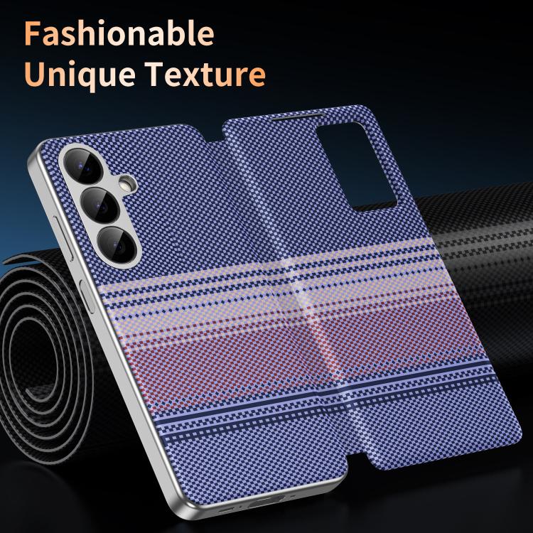 For Samsung Galaxy A17 5G Rainbow Plaid Pattern Smart View Vegan Leather Phone Case