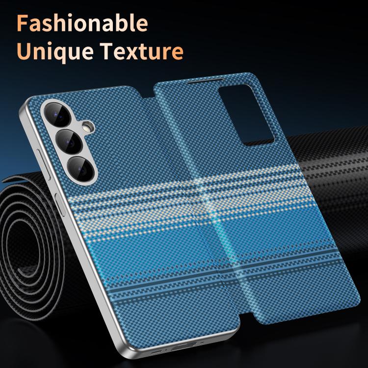For Samsung Galaxy A17 5G Rainbow Plaid Pattern Smart View Vegan Leather Phone Case
