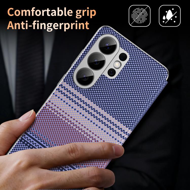 For Samsung Galaxy S26 Ultra 5G Rainbow Plaid Pattern Smart View Vegan Leather Phone Case