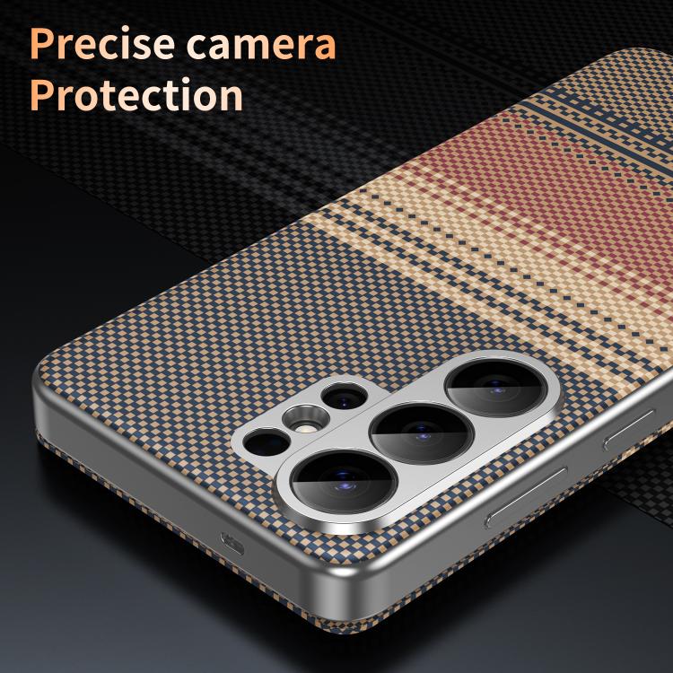 For Samsung Galaxy S26 Ultra 5G Rainbow Plaid Pattern Smart View Vegan Leather Phone Case